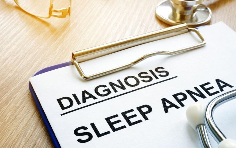 Sleep apnea diagnosis on a clipboard